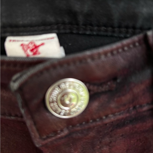 True Religion Halle super skinny  shiny maroon jeans - Picture 4 of 8
